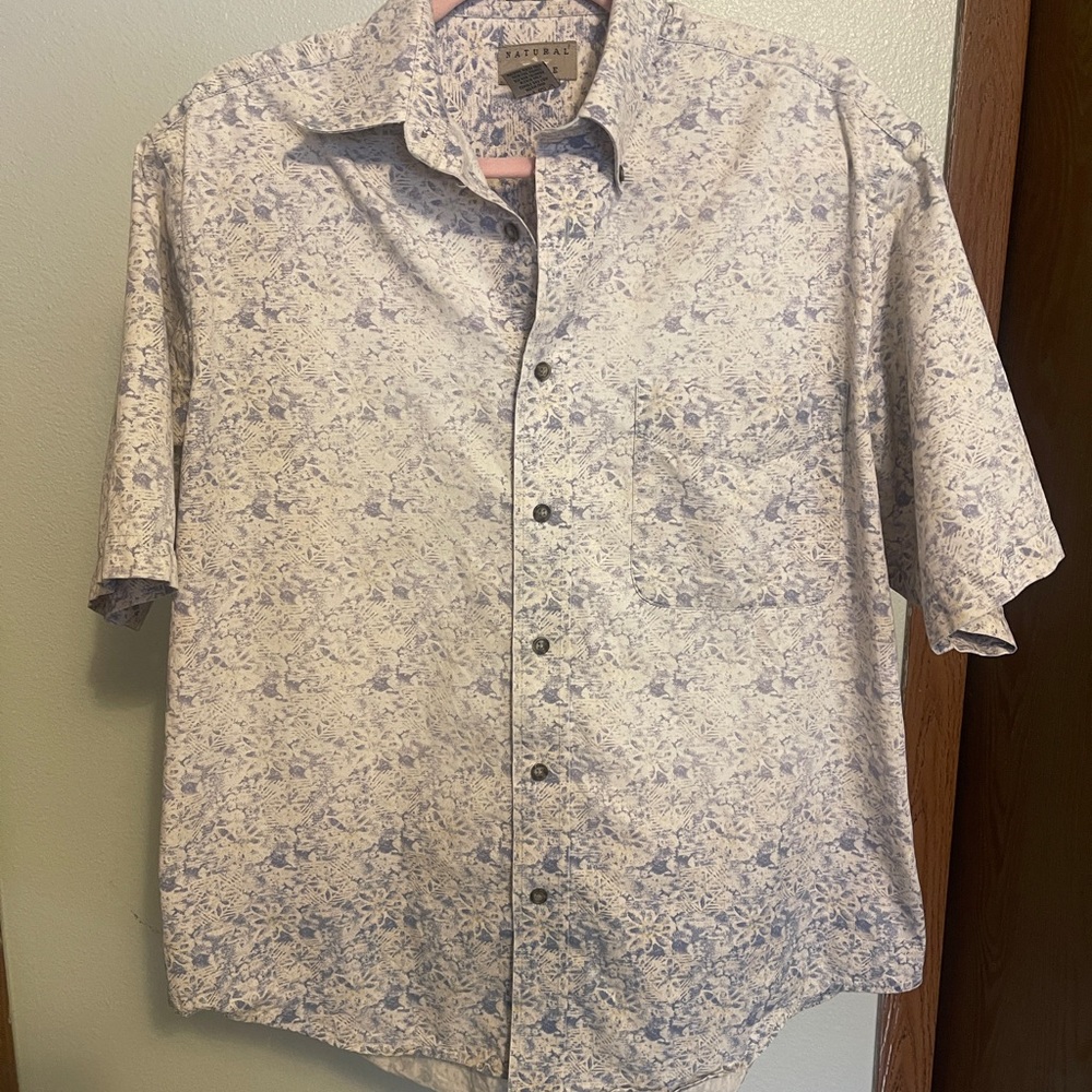 Natural Issue 100% Cotton Blue and White Men's Shirt- Medium